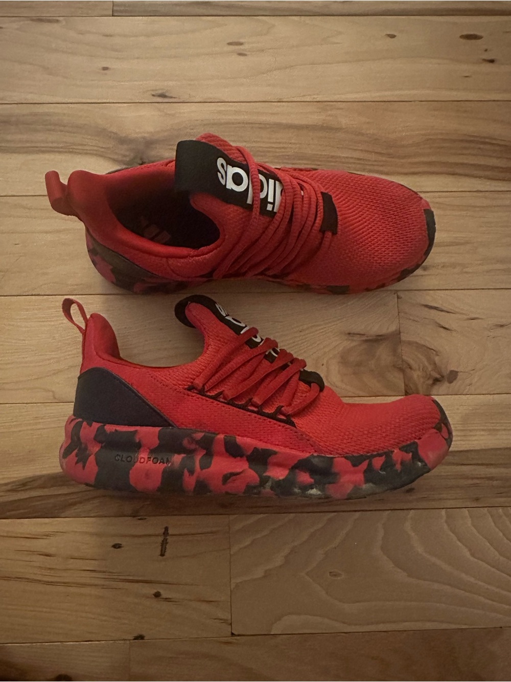 adidas Kids Red and Black Patterned Sneakers